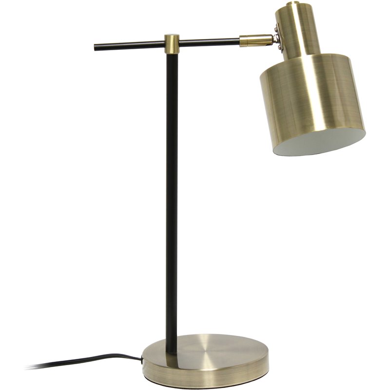 Lalia Home Iron Metal Mid Century Table Lamp in Antique Brass