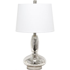 Lalia Home Glass Dollop Table Lamp in Mercury Gray with White Shade