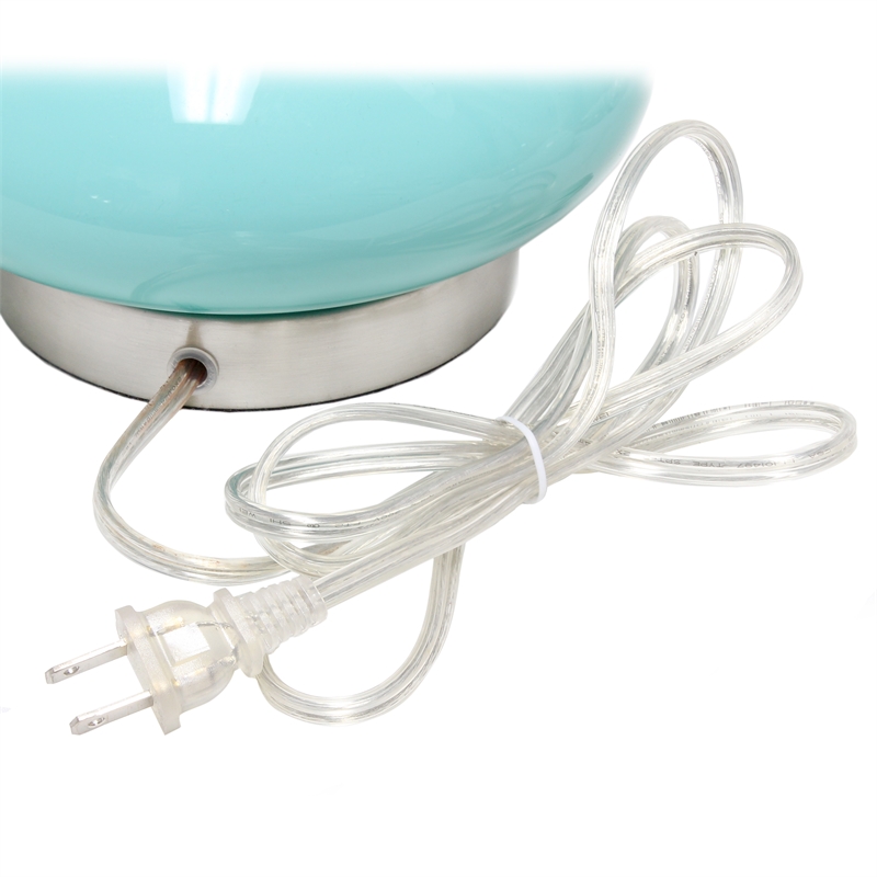 Lalia Home Glass Dollop Table Lamp in Seafoam Blue with White Shade