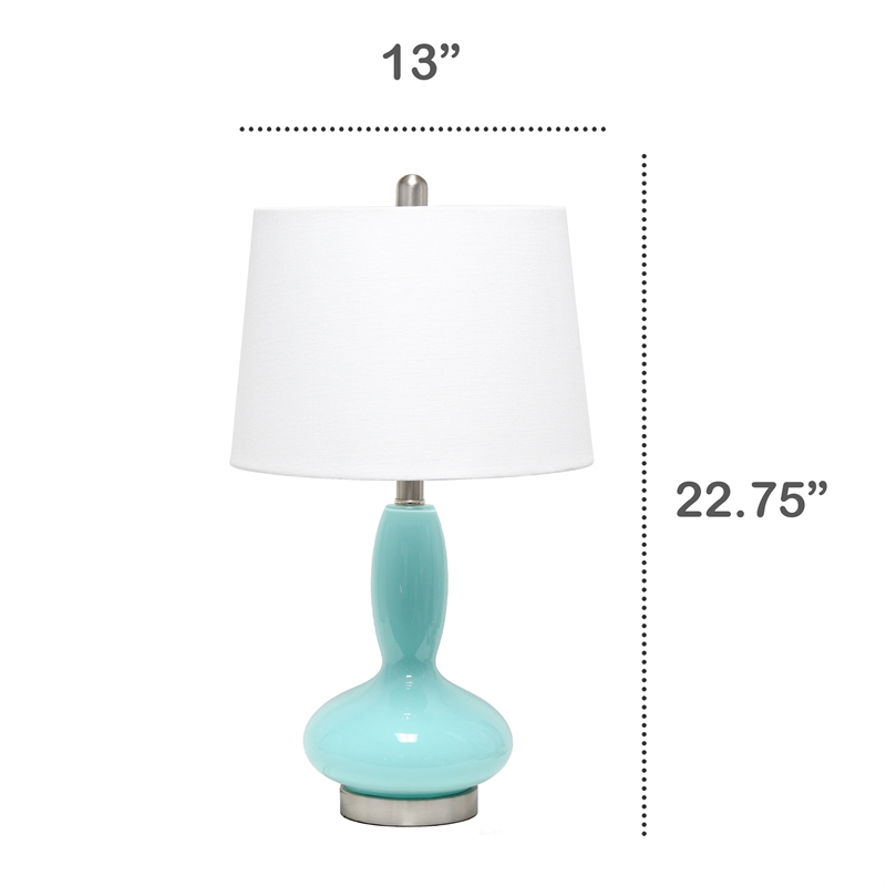 Lalia Home Glass Dollop Table Lamp in Seafoam Blue with White Shade