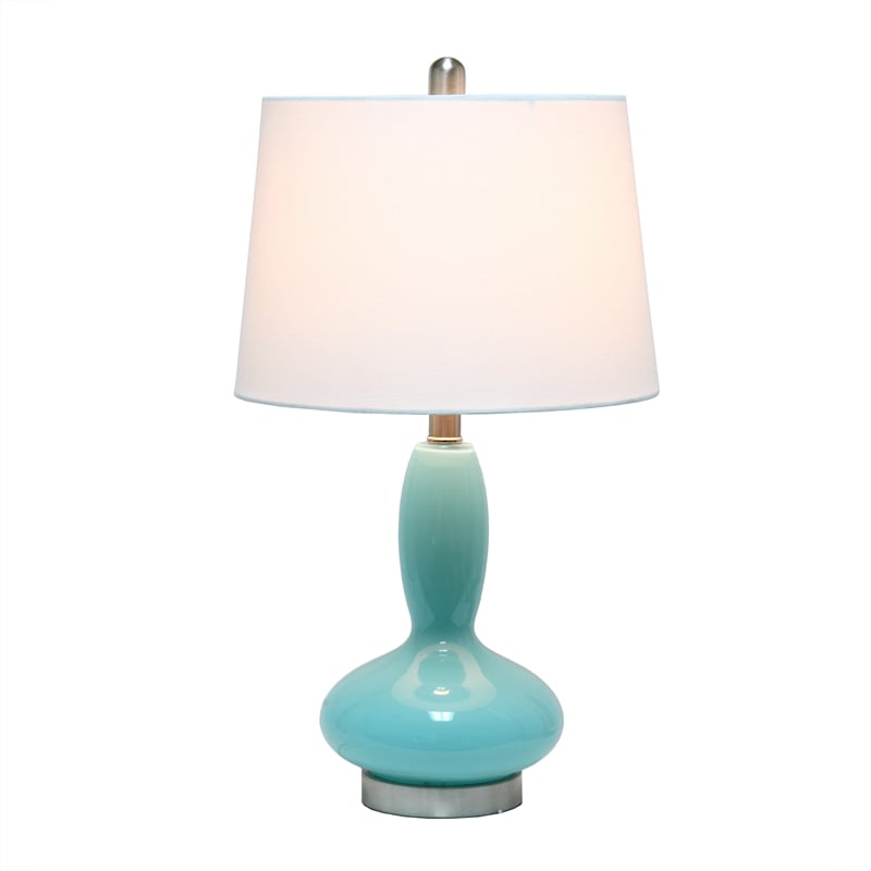 Lalia Home Glass Dollop Table Lamp in Seafoam Blue with White Shade