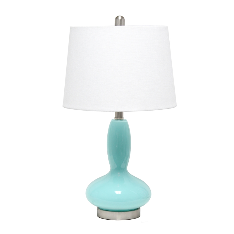 Lalia Home Glass Dollop Table Lamp in Seafoam Blue with White Shade