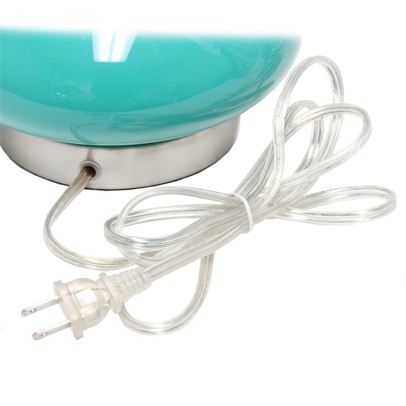 Lalia Home Teal Glass Dollop Table Lamp with White Shade