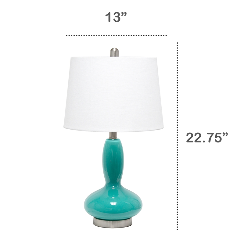 Lalia Home Teal Glass Dollop Table Lamp with White Shade