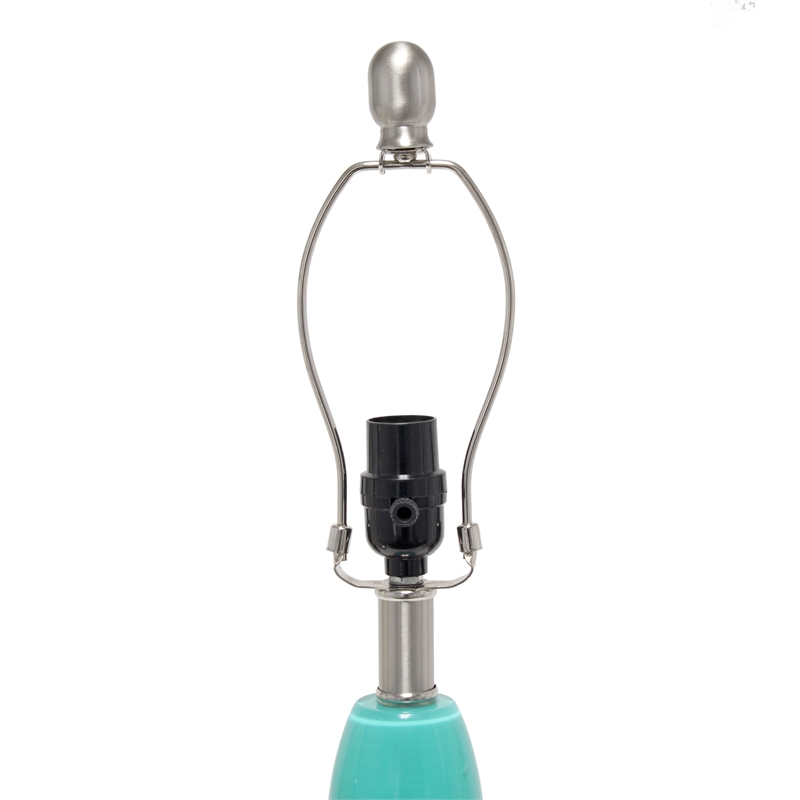 Lalia Home Teal Glass Dollop Table Lamp with White Shade