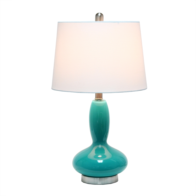 Lalia Home Teal Glass Dollop Table Lamp with White Shade