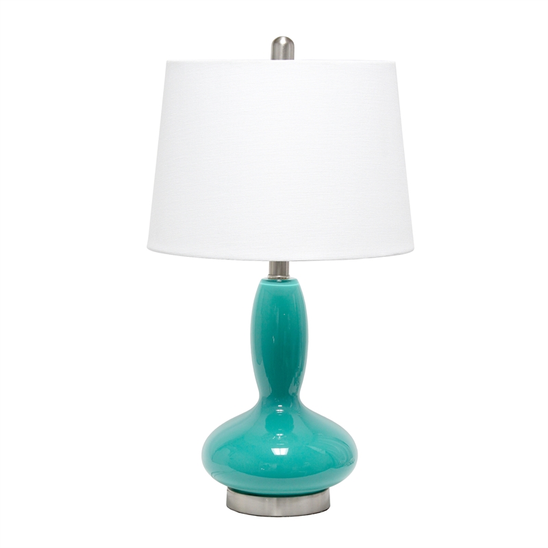 Lalia Home Teal Glass Dollop Table Lamp with White Shade