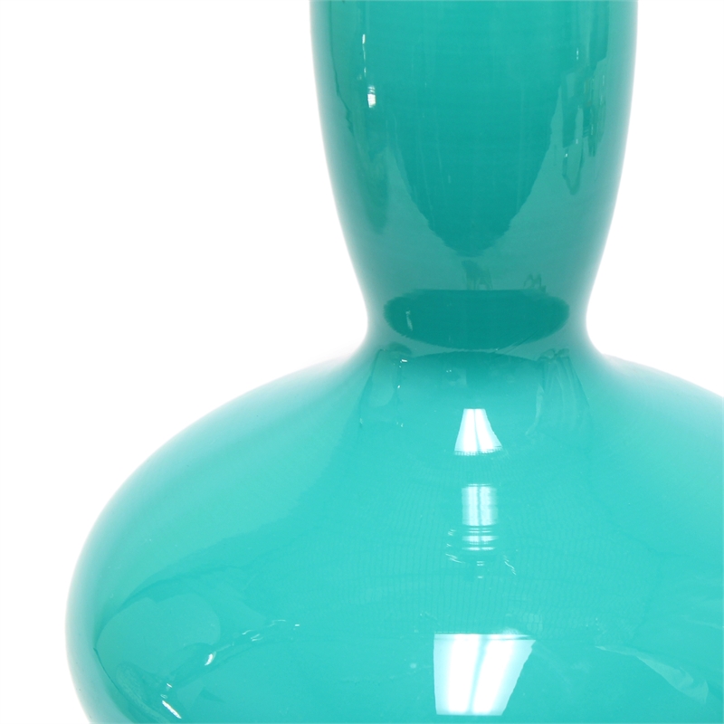 Lalia Home Teal Glass Dollop Table Lamp with White Shade
