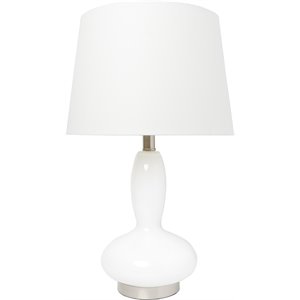 Lalia Home Glass Dollop Table Lamp in White with White Shade