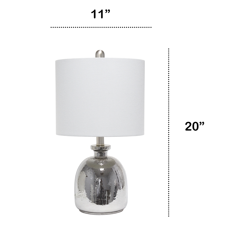 Lalia Home Glass Hammered Jar Table Lamp in Metallic Gray with Gray Shade