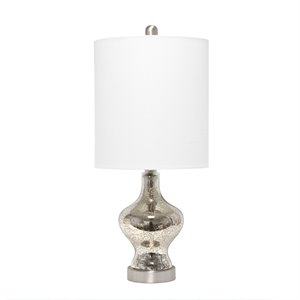 Lalia Home Glass Paseo Table Lamp in Mercury Gray with White Shade