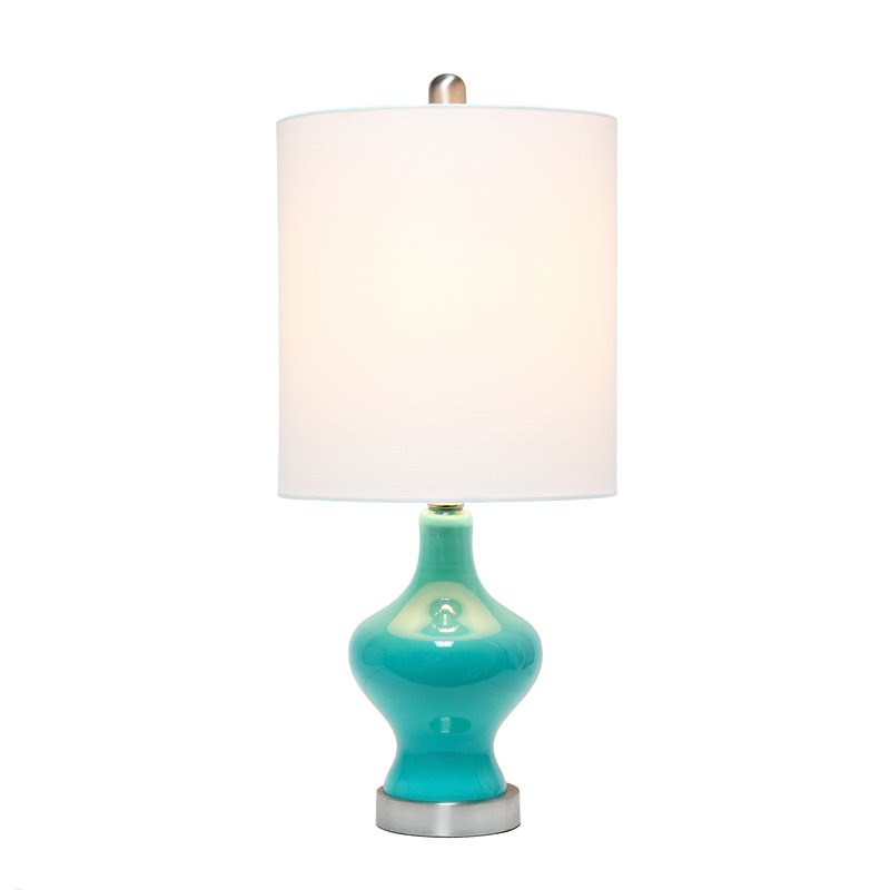 Lalia Home Glass Paseo Table Lamp in Teal with White Shade