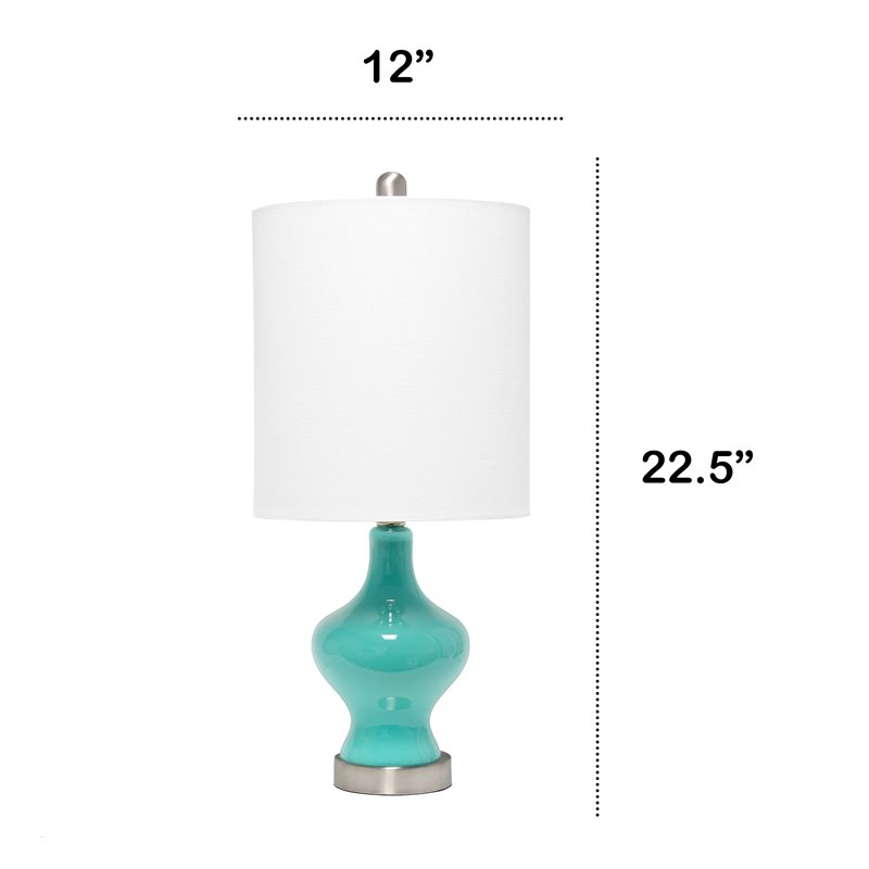 Lalia Home Glass Paseo Table Lamp in Teal with White Shade