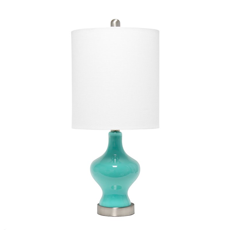 Lalia Home Glass Paseo Table Lamp in Teal with White Shade