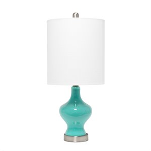 Lalia Home Glass Paseo Table Lamp in Teal with White Shade