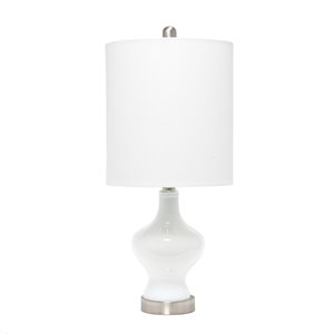 Lalia Home Glass Paseo Table Lamp in White with White Shade