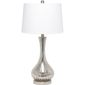 Lalia Home Glass Tear Drop Table Lamp in Mercury Gray with White Shade