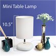 Simple Designs Ceramic Small Stone Table Lamp 2 Pack in White with White Shade