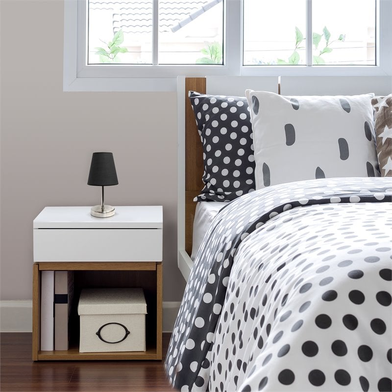 Simple Designs Metal Basic Table Lamp in Sand Nickel with Black Shade