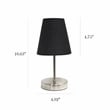 Simple Designs Metal Basic Table Lamp in Sand Nickel with Black Shade