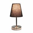 Simple Designs Metal Basic Table Lamp in Sand Nickel with Black Shade