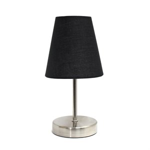 simple designs metal basic table lamp in sand nickel with black shade