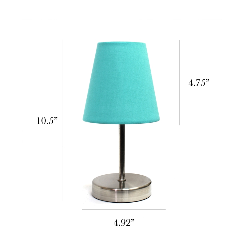 Simple Designs Metal Basic Table Lamp 2 Pack in Sand Nickel with Blue Shade