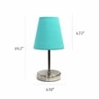 Simple Designs Metal Basic Table Lamp 2 Pack in Sand Nickel with Blue Shade