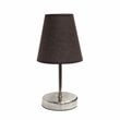 Simple Designs Metal Basic Table Lamp in Sand Nickel with Brown Shade