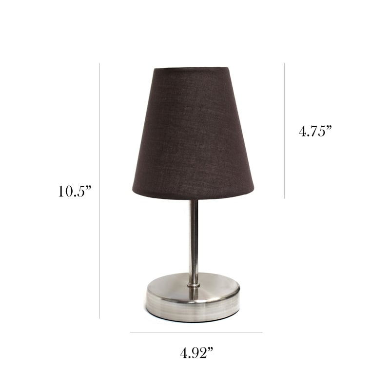 Simple Designs Metal Basic Table Lamp 2 Pack in Sand Nickel with Brown Shade