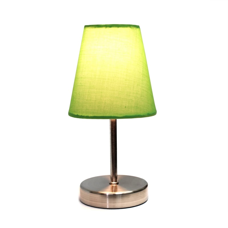 Simple Designs Metal Basic Table Lamp in Sand Nickel with Green Shade