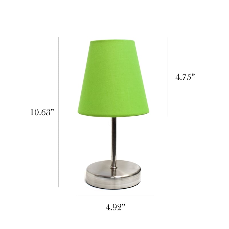 Simple Designs Metal Basic Table Lamp in Sand Nickel with Green Shade