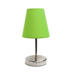 Simple Designs Metal Basic Table Lamp in Sand Nickel with Green Shade