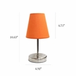 Simple Designs Metal Basic Table Lamp in Sand Nickel with Orange Shade