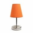 Simple Designs Metal Basic Table Lamp in Sand Nickel with Orange Shade