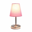 Simple Designs Metal Basic Table Lamp in Sand Nickel with Pink Shade
