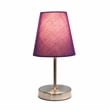 Simple Designs Metal Basic Table Lamp in Sand Nickel with Purple Shade