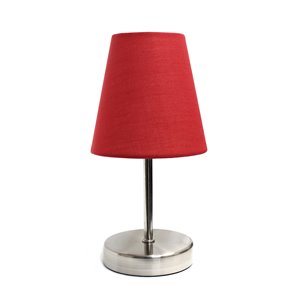 simple designs metal basic table lamp in sand nickel with red shade