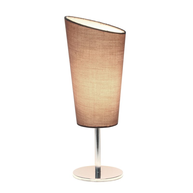 Simple Designs Metal Mini Table Lamp in Chrome with Gray Shade