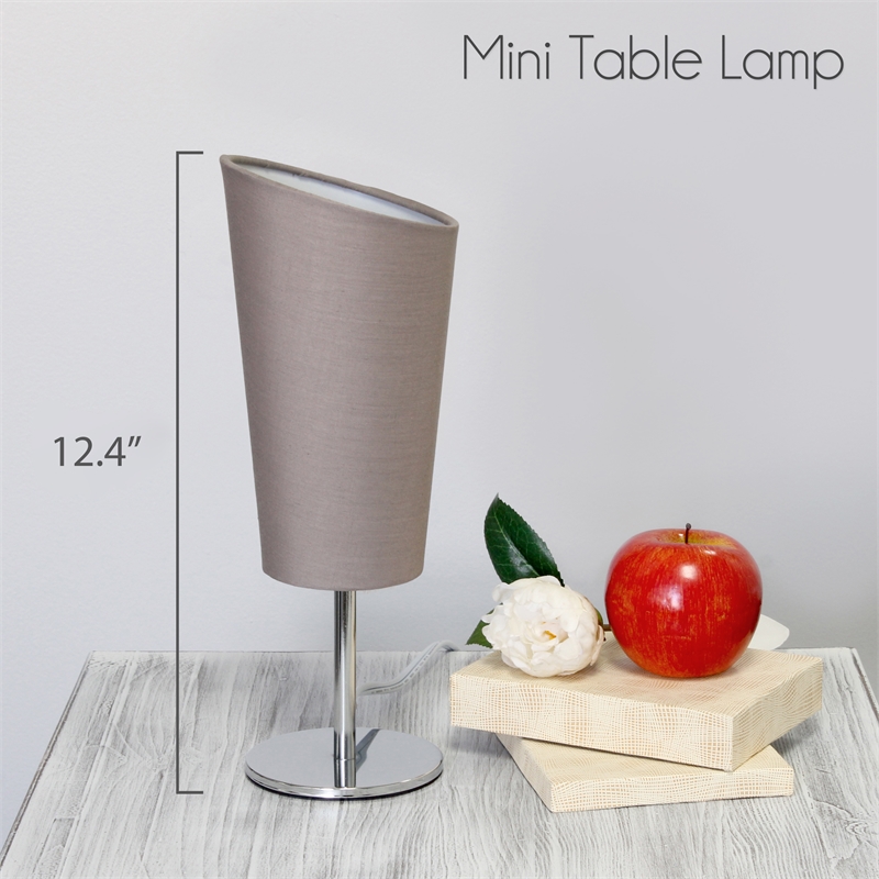 Simple Designs Metal Mini Table Lamp in Chrome with Gray Shade