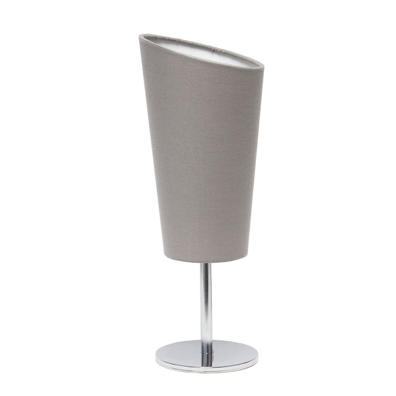 Simple Designs Metal Mini Table Lamp in Chrome with Gray Shade