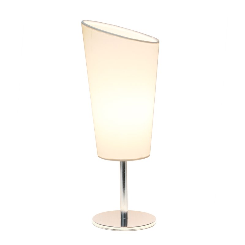 Simple Designs Metal Mini Table Lamp in Chrome with White Shade