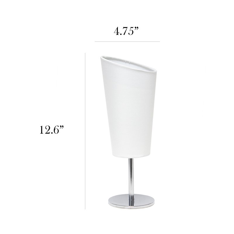 Simple Designs Metal Mini Table Lamp in Chrome with White Shade