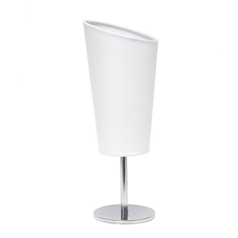 Simple Designs Metal Mini Table Lamp in Chrome with White Shade
