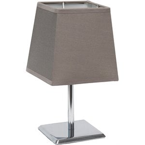 simple designs metal mini table lamp in chrome with gray shade