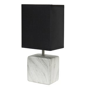 simple designs ceramic marbled table lamp in white with black shade