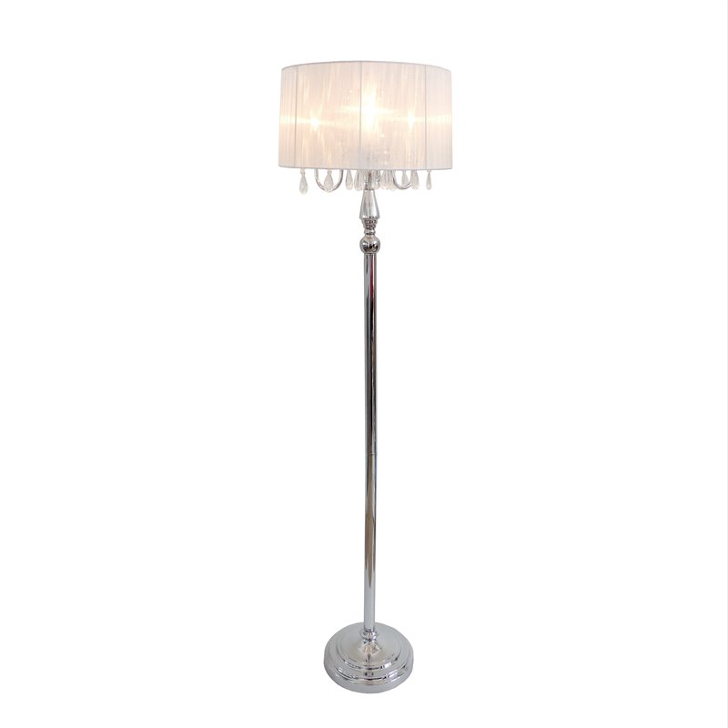 Elegant Designs Metal Trendy Sheer Floor Lamp in Chrome with White Shade