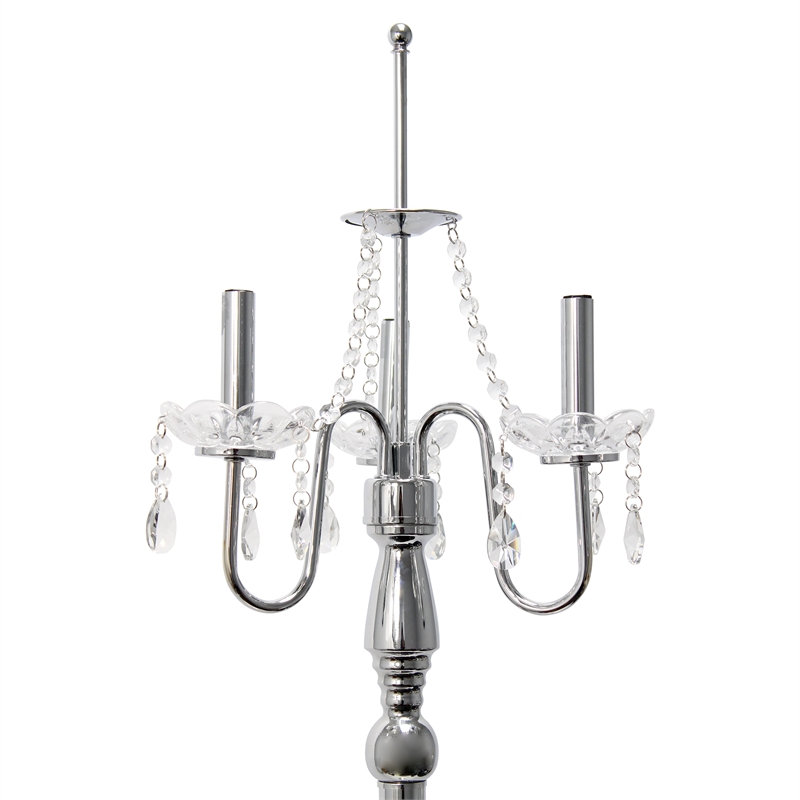 Elegant Designs Metal Trendy Sheer Floor Lamp in Chrome with White Shade