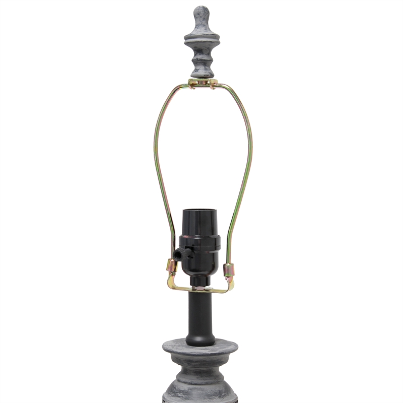 Elegant Designs Ceramic Stacked Ball Lamp in Aged Bronze with White Flower Shade