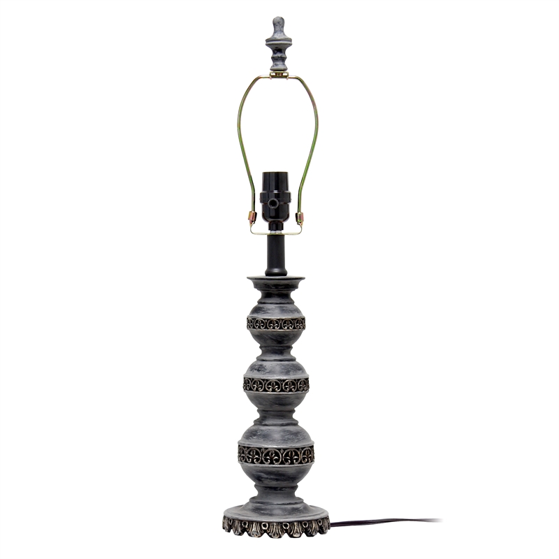 Elegant Designs Ceramic Stacked Ball Lamp in Aged Bronze with White Flower Shade